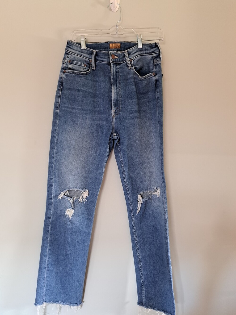 mother high waisted rider ankle fray.